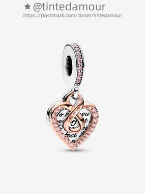 Pandora Two-tone Infinity Heart Double Dangle Charm|Two-tone